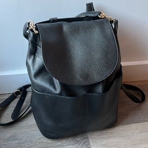 Like New, Barely Used Cuyana Black Leather Backpack with Shoulder Straps